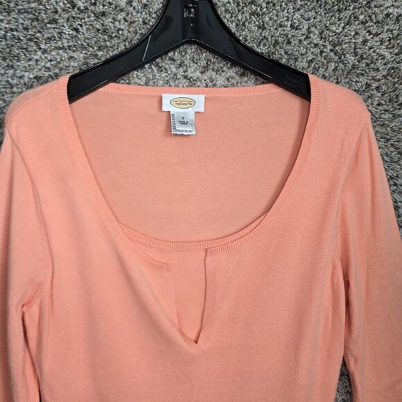 Talbots Sweater Womens Small Peach Scoop Neck 3/4 Sleeve Viscose Nylon Ladies - Picture 4 of 8